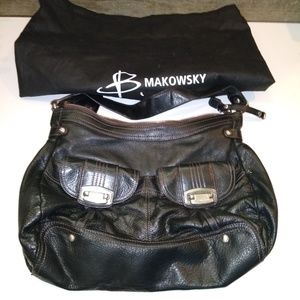 B Makowsky Black Leather Large Purse w/ Dustbag